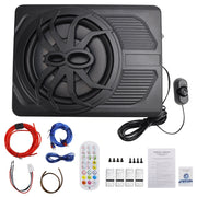 VIPQV E301-B109 1200W Slim Under Seat Car Subwoofer, 10-Inch, Built-in Amplifier, APP-Controlled LED Lighting, Black