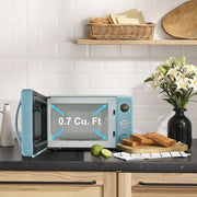Galanz GLCMKA07BER-07 0.7 Cu ft Retro Countertop Microwave Oven, 700 Watts, Blue
