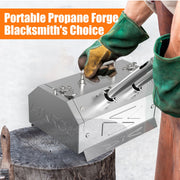 Nelyrho GY-200 Portable Blacksmith Forge Kit, Dual Burner, 30PSI Regulator, Stainless Steel, Silver