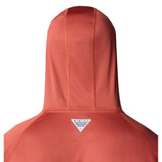 Columbia PFG Terminal Tackle Hoodie, Men's Long Sleeve Athletic Sweatshirt, Omni-Shade UPF 50 Sun Protection, Omni-Wick Moisture Wicking, Dusty Crimson/Nocturnal Logo, Relaxed Fit, 153617