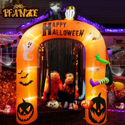 Qunler 7119U 9-ft Tall Halloween Inflatable Pumpkin Archway with LED Lights, Yellow