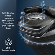 Philips S5820/81 Norelco Shaver 5200 Rechargeable Wet & Dry Rotary Electric Shaver with Pop-Up Trimmer, USB Charging,