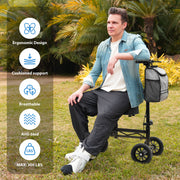 Cosywill Knee Scooter Mobility Aid with Dual Braking System, Foldable Compact Design, Black, HCT-9155