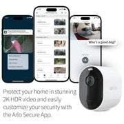 Arlo Pro 5S Spotlight Wireless Outdoor Security Camera, 2K HDR, Color Night Vision, Rechargeable Battery, Dual-Band Wi-Fi, 12x Zoom, 160 Field of View, Pack of 2, White, VMC4060A
