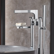 Brizo 695506 Kintsu Free Standing Tub Filler Accessory Kit with Wine Glass Holder, Tray, Dish, Chrome