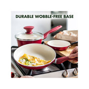 GreenPan CC002330-001 Rio Ceramic Nonstick 16-Piece Pots & Pans Cookware Set, Red