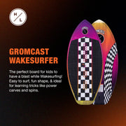 Hyperlite Gromcast Kids Wakesurf Board, 3.9 ft, Pink Check, Lightweight Biolite 3 Core, Durable Layered Fiberglass Construction