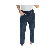 CassandraHayley Womens High-Waisted Rhinestone Washed Jeans, Full Rhinestone Detailing, Straight-Leg, Soft Stretch Denim