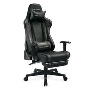 GTRACING GT099-BLACK Gaming Chair Office Chair PU Leather with Footrest & Adjustable Headrest, Black