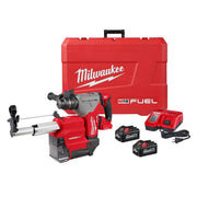 Milwaukee 2915-22DE M18 FUEL 18V Lithium-Ion Brushless 1-1/8 in. Cordless SDS-Plus Rotary Hammer/Dust Extractor Kit, Two 6.0Ah Batteries