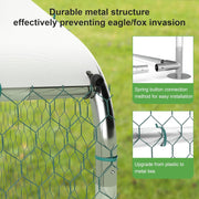 LZ Gojooasis Large Chicken Coop Walk-In Metal Poultry Cage with Lockable Door and Removable UV Water-Resistant Cover Silver 10ft x 6.6ft x 6.6ft for 15 Chickens