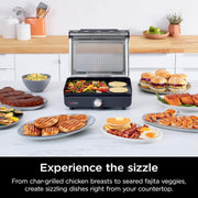 Ninja GR101 Sizzle Indoor Grill & Griddle with Interchangeable Plates Gray
