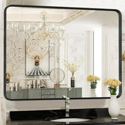 EDX Bathroom Mirror 36 X 40 Wall Mirror with Rectangular Metal Frame Silver