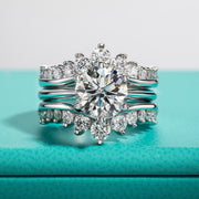 AnuClub Moissanite Wedding Rings Set for Women, 4.52ct Total Weight, 3ct Center Stone, D Color VVS1, Round Brilliant Cut, 925 Sterling Silver, Crown Design
