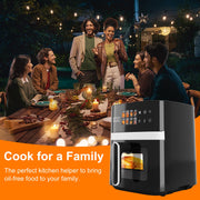 Bluebow 6QT Air Fryer, 8-in-1 Electric Hot Oven with Digital LED Touchscreen, Visible Window, 1500W, White