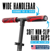 Madd Gear Kruzer 200 Folding Commuter Kick Scooter, Adjustable Handlebar, Oversized 200mm Wheels, Lightweight Carbon Steel Frame, Red