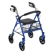 4-Wheel Walker Rollator with Fold Up Removable Back Support in Blue