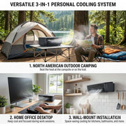 AAmyb Mini Portable Air Conditioner, Wireless Cooling Mist Fan, 3-Speed Evaporative AC, Remote Included, White