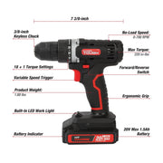 Hyper Tough 20-Volt Max Lithium-Ion 1.5Ah 70-Piece Cordless Drill Project Kit with Battery and Charger