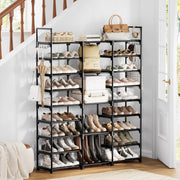 BGTREND 9-Tier 3-Column Metal Shoe Rack Large Capacity Black Alloy Steel Organizer