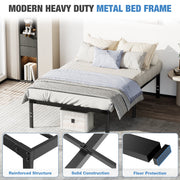 Concetta Twin Bed Frame, Heavy Duty Metal Platform, Black, 14-Inch Height