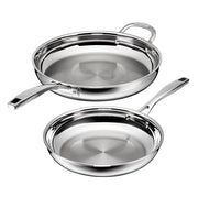 Cuisinart 2-Piece Premium Tri-Ply Stainless Steel Skillet Set, 10 in, 12 in, Riveted Cool Grip Handles, Oven Safe