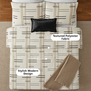 Mainstays Full/Queen Comforter Set, All-Season, 5-Piece, Tan Modern Dash