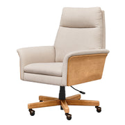 Better Homes & Gardens Juliet Tall Back Office Chair, Cream, Light Honey Finish, Wooden Frame, Adjustable Height, BH3436211066129