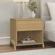 Mainstays Modern 1 Drawer Nightstand with Natural Teak Finish, Particle Board and MDF Construction, Rectangle Shape, 35 lb Load Capacity, MS3611136571NO