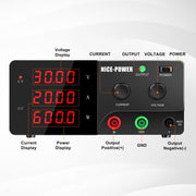 NICE-POWER R-SPS3020 DC Power Supply, Variable 0-30V 20A, 600W, High-Precision Encoder Knob, 4-Digit LED Display, Adjustable Switching Regulated