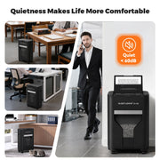 QUIETLEMON 100-Sheet Auto Feed Cross-Cut Paper Shredder, Heavy Duty, 8 Sheet Manual Feed, 4.5 Gallon Pullout Bin, Black, 0850080123