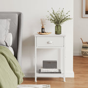 Satifur ET-007C Set of 2 Nightstands, 3-Tier End Tables w/Removable Fabric Drawer, Adjustable Legs, White