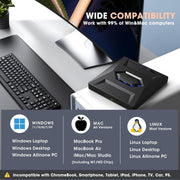 Finopo Drive 6in1 External CD DVD Drive for Laptop, Black