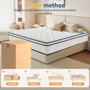 QOFYU Memory Foam Hybrid King Mattress, 12 Inch, Medium Comfort, Cooling Gel Layer, Pillow Top, 870 Pocket Springs, Edge Reinforced, QOFYU King Hybrid 12 Inch