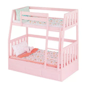 Our Generation Pink Bunk Beds Accessory Set for 18-Inch Dolls with Bedding, Pillows, and Reversible Blankets, 21 in