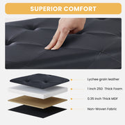 Gianna Folding Ottoman With Storage Bench, 30 Inch, Black Leather Top, Cushion, Foldable, STO-76PVC-BK