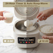 Bluebow Digital Rice Cooker 8-in-1 Smart Multi-Cooker 5.3QT Non-Stick Inner Pot White