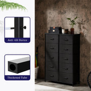 EDX Nightstand Tower 10 Drawer Dresser Fabric Black