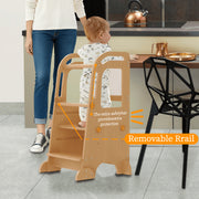 G TALECO GEAR GTG-001 Toddler Tower with Chalkboard, Wooden Step Stool Helper with Adjustable Height, Rounded Corner Protection, Natural Finish