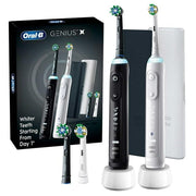 Oral-B Genius X Rechargeable Electric Toothbrush 2 Pack, Black and White, 6 Cleaning Modes, Pressure Sensor, Bluetooth Connectivity, 2399074