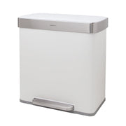 QualiaZero 16 Gallon Stainless Steel Dual Compartment Step On Trash Can, Matte White, QZ10075