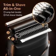 Nogroa Electric Razor for Men, Portable Mini Foil Shaver with 2 Floating Blades, IPX7 Waterproof, LED Display, USB-C Rechargeable, Cordless Beard Trimmer, Black