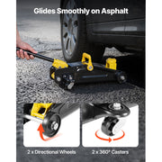 KFFKFF Low Profile Floor Jack, 1.5 Ton Capacity, Steel Racing Jack with Quick Lift Pump, 5.1-12.2 in Lifting Range, VL-80015