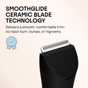 Meridian The Trimmer Original Body Hair Groomer with Waterproof Design, Ceramic Blade, Adjustable Guide Combs, Rechargeable USB, Onyx Black
