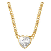 Brilliance Fine Jewelry S901266CZW-16.WM Women's Cubic Zirconia Yellow Gold Plated Sterling Silver Heart and Butterfly Necklace Set, 18