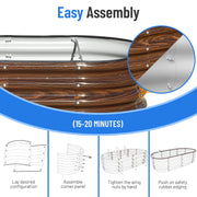 SnugNiture 2-Pack Extra-Deep Raised Garden Bed, 4ft x 2ft x 1.5ft, Galvanized Steel Oval Planter Box, Brown Wood Grain
