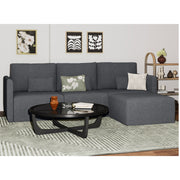 Beautiful Drew Modular Sectional Sofa with Ottoman by Drew Barrymore, Charcoal Boucle, Box 2 of 4