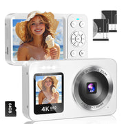 Froura 4K Dual-Screen Vlogging Camera 64MP with 18X Zoom, 64GB Card & 2 Batteries - Compact Travel Camera for Kids & Beginners