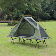 Arctic Lemmings 4-in-1 Elevated Camping Cot Tent, Waterproof 210T Oxford Fabric, Mesh Ventilation, Foldable Portable Tent Set for 1 Person, Green and Grey