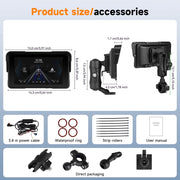 Podofo Wireless CarPlay Motorcycle Car Stereo, 5-Inch Waterproof Touchscreen, Dual Bluetooth, Android Auto Compatible